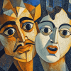 Comedy and Tragedy Vintage Masks Diamond Painting