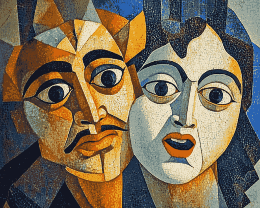 Comedy and Tragedy Vintage Masks Diamond Painting