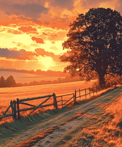 Country Landscape Sunset Diamond Painting