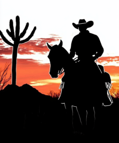 Cowboy Silhouette in Arizona Sunset Diamond Painting