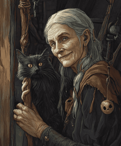 Crone Cat Fantasy Diamond Painting