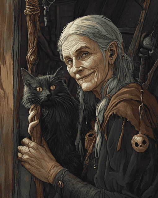 Crone Cat Fantasy Diamond Painting