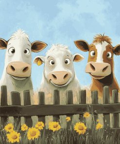 Cute Cows Farm Diamond Painting