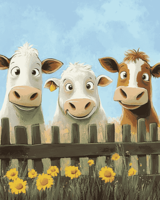 Cute Cows Farm Diamond Painting