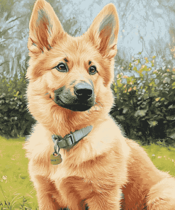 Cute Golden Shepherd Puppy Diamond Painting