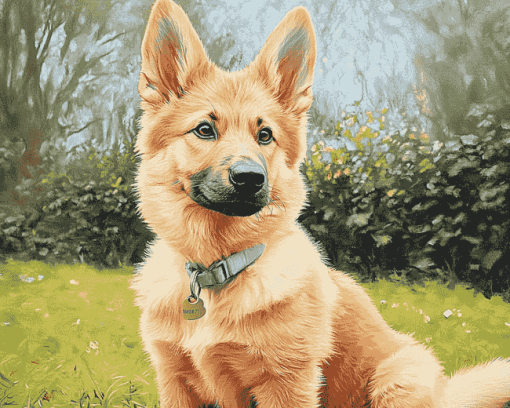 Cute Golden Shepherd Puppy Diamond Painting