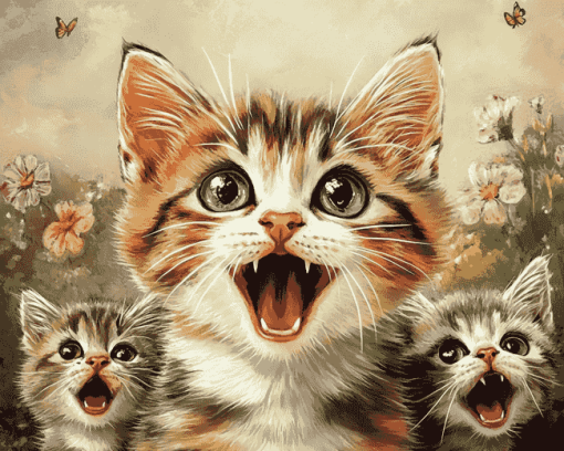 Cute Kitty Selfie Diamond Painting