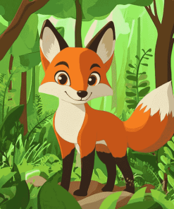 Cute Red Fox Animation Diamond Painting