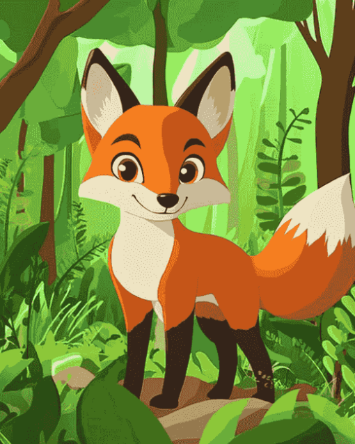 Cute Red Fox Animation Diamond Painting