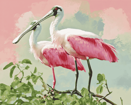 Cute Roseate Spoonbill Bird Diamond Painting