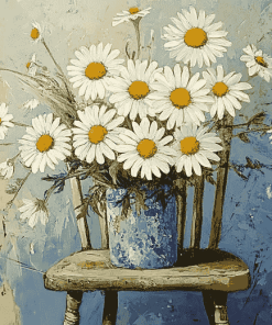 Daisies on Vintage Chair Diamond Painting