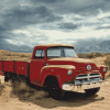 Desert Old Red Truck Diamond Painting