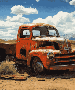 Desert Old Truck Scene Diamond Painting