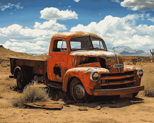 Desert Old Truck Scene Diamond Painting