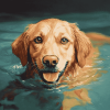 Dog in Water Diamond Painting