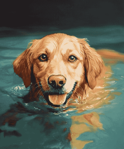 Dog in Water Diamond Painting