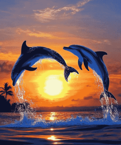 Dolphins and Sunset Diamond Painting