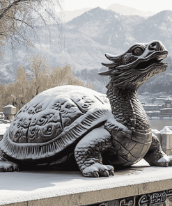 Dragon Turtle Statue in Winter Diamond Painting