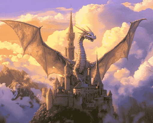 Dragon and Castle Fantasy Diamond Painting