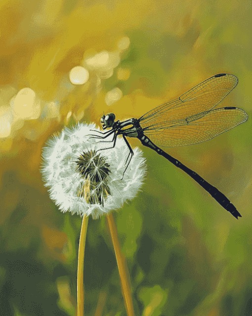 Dragonfly and Dandelion Diamond Painting