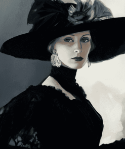 Elegant Lady in Black Diamond Painting