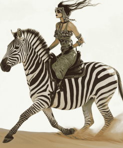 Elegant Woman Riding Zebra Diamond Painting