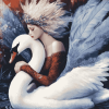 Elegant Woman and Swans Diamond Painting