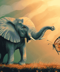 Elephant and Butterfly Fantasy Diamond Painting