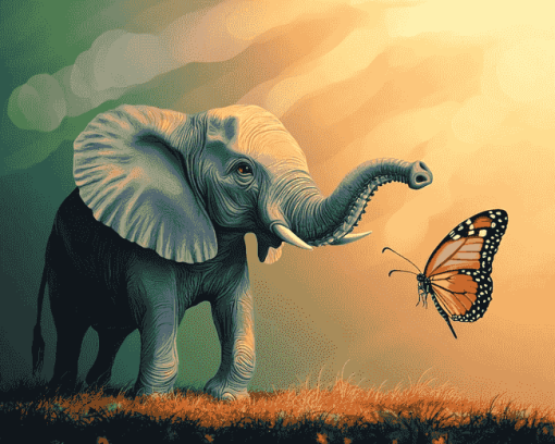 Elephant and Butterfly Fantasy Diamond Painting