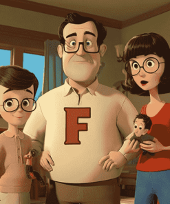 F Is for Family Cartoon Diamond Painting