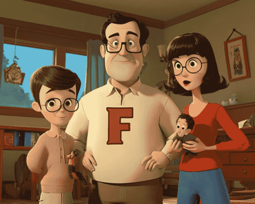 F Is for Family Cartoon Diamond Painting