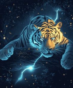 Fantasy Lightning Tiger Art Diamond Painting