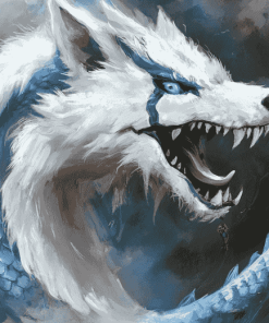 Fantasy Wolf Dragon Diamond Painting