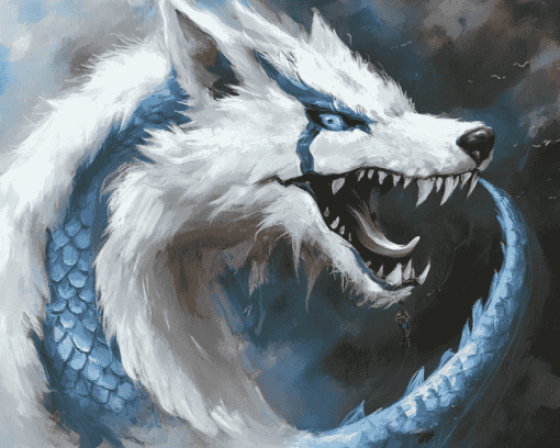 Fantasy Wolf Dragon Diamond Painting