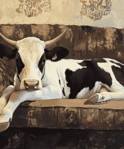 Farmhouse Cow Relaxation Diamond Painting