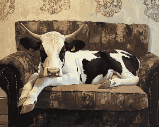 Farmhouse Cow Relaxation Diamond Painting