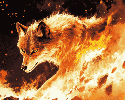 Fire Wolf Art Diamond Painting