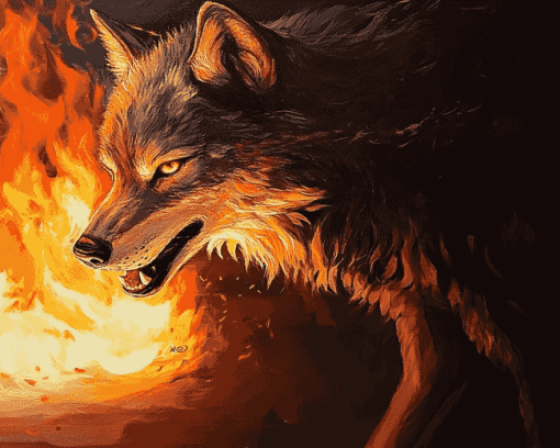 Fire Wolves Diamond Painting