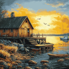 Fishing Cabin Landscape Diamond Painting