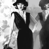 Flapper Woman Black and White Diamond Painting