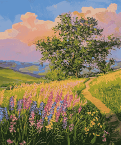 Floral Fields Landscape Diamond Painting