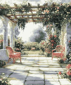 Floral Pergola Landscape Diamond Painting