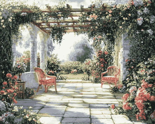 Floral Pergola Landscape Diamond Painting