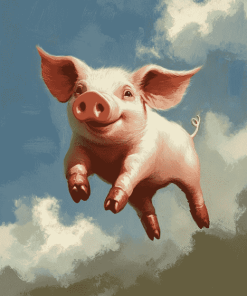 Flying Pig Cartoon Diamond Painting