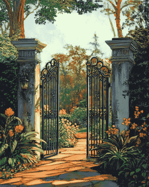 Garden Gate Landscape Diamond Painting