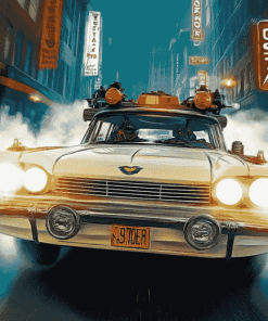 Ghostbusters Ecto 1 Classic Car Diamond Painting