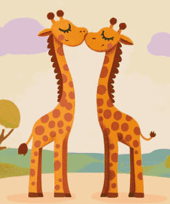 Giraffes in Love Diamond Painting