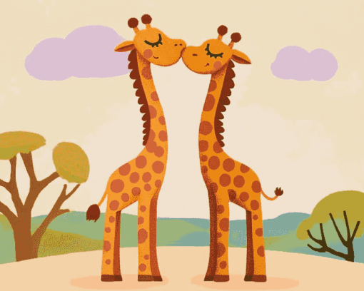 Giraffes in Love Diamond Painting