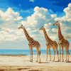 Giraffes on Sandy Beach Diamond Painting