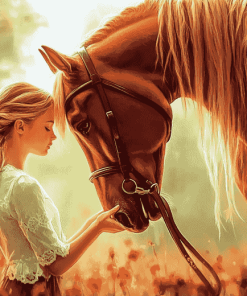 Girl and Horse Nature Scene Diamond Painting